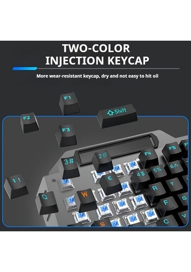 Fastbuy Ergeonik Gaming Klavye Usb Kablolu Mavi Anahtarlı Tamamı Metal, Metal Panel