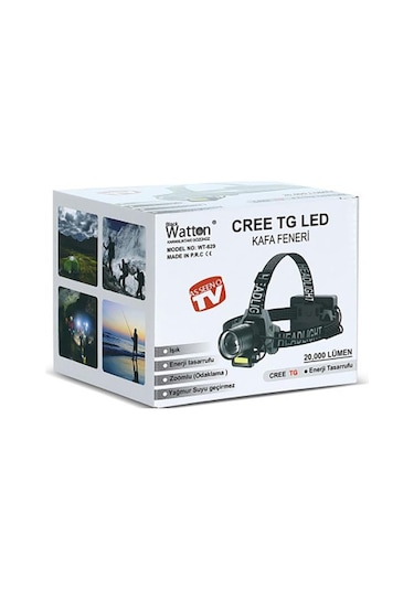 Watton Wt-629 Cree Tg Led 20.000 Lümen Yağmur Suyu Geçirmez Kafa Lambası Çok Renkli