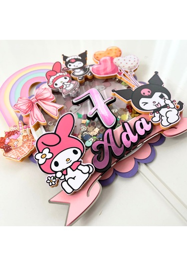 My Melody Kuromi Temalı Kız Çocuk Doğum Günü İsme Özel 3d Pasta Süsü Cake Topper Çocuk