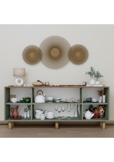 Bohem Serisi Natura 2 Kapak Pvc Hasır Desen Kül Yeşili Konsol Yeşil