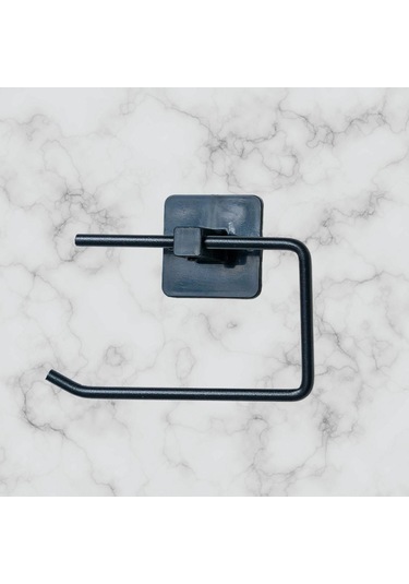 River World Paslanmaz Metal Kendiliğinden Yapışkanlı Siyah Renk Tuvalet Kağıt Aparatı Kapaksız