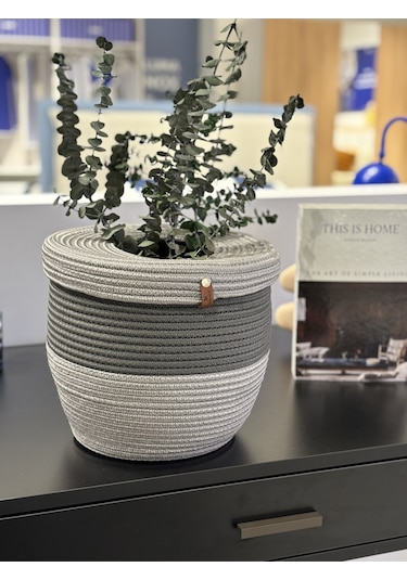 Kopya - Patrick Jüt Hasır Görünümlü Çöp Kovası, Dekoratif Sepet, Kağıt Çöpü Sepeti Griantrasit