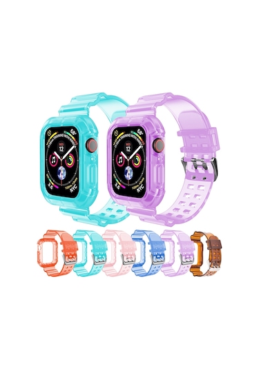 Apple Watch Series 9&8&7 41mm / Se 3&se 2&6&se&5&4 40mm / 3&2&1 38mm İçin Saydam Saat Lastiği Saydam Sarı