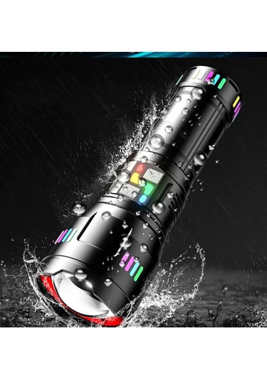 Pro F-3002 Alüminyum Tg Led Gece Şeritli Type-c Şarjlı El Feneri Açık Gri