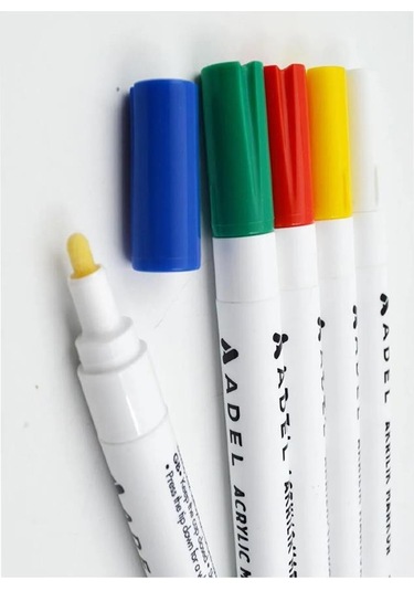 Akrilik Markör Seti 5 Renk 1 Paket 2 Mm Yuvarlak Uçlu Akrilik Marker Keçe Uçlu Seramik Ahşap Kumaş Tuval Taş Her Yüzeye