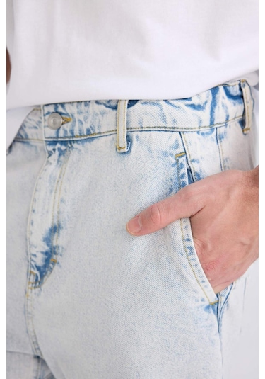 DeFacto %100 Pamuk Relaxed Slouchy Fit Rahat Beli Lastikli Rahat Kesim Dar Paça Siyah Jean Pantolon B8321AX25SPNM63