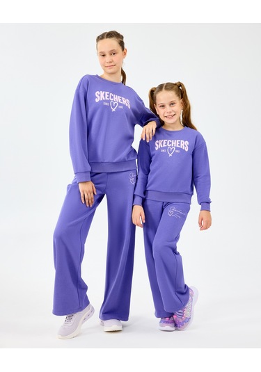 Skechers G Lw Fleece Crewneck Sweatshirt Büyük Kız Çocuk Mor Sweatshirt Sk2520080-3996 Mor