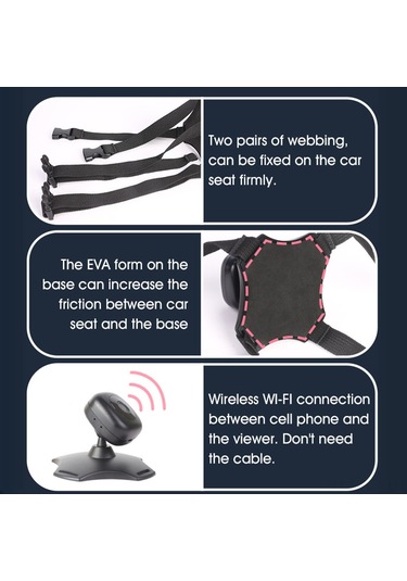 Xiyyadms Bebek Araç Kamerası - 360 Dönebilir Gece Görüşlü Wifi Bebek Monitörü 111 Karakter