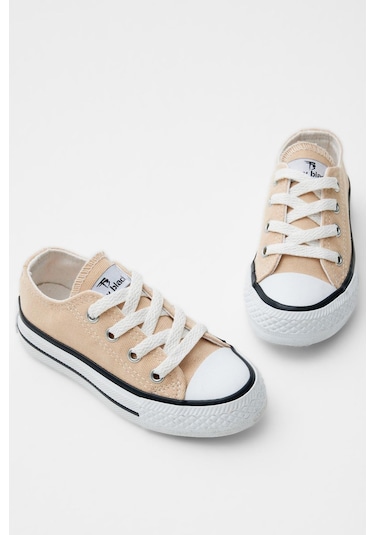 Rahat Kalıp Bağcıklı Çocuk Unisex Bej Spor Ayakkabı Tbh1460 Bej