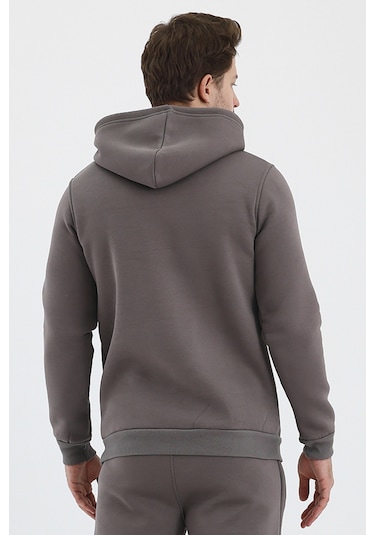 Monox Erkek Kapşonlu 3 İplik Sweatshirt Füme