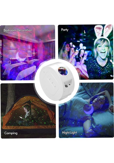 Hfambition 7.5w Ay Yıldız Su Dalga Işık Projeksiyonu, Parlaklık Ayarlanabilir, 2000mah Batarya, Ev Sahne Parti Dekorasyon Işığı 10.1"