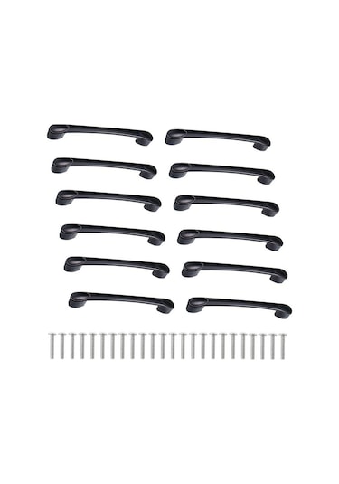 12 Adet Siyah Mutfak Kapı Kolu 96mm Çinko Alaşımlı Çekmece Kapı Kolları