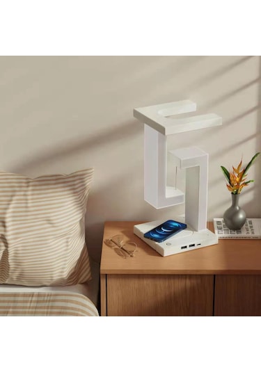 Süspansiyon Anti-yerçekimi Masa Gece Lambası Dokunmatik Masaüstü Led Işık, Cep Telefonu Kablosuz Şarj Fonksiyonu İle Çok Renkli