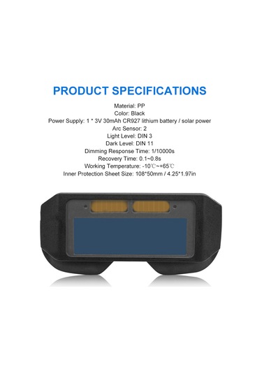 Symbee Güneş Enerjili Otomatik Işık Regülasyonlu Kaynak Gözlüğü, Çift Güç Kaynağı, Uzatılabilir Bacaklı, Ark Ve Parlak Işığı Engelliyor