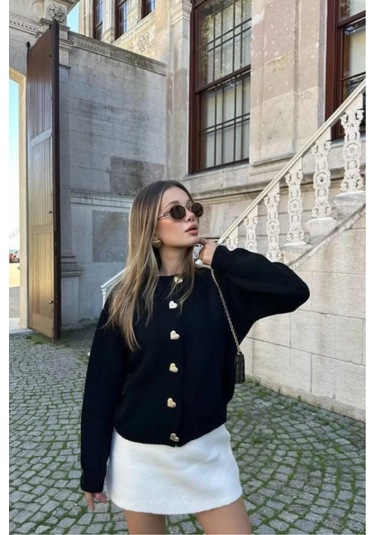 Sayzen Your Shine Sayzen Kalpli Düğme Basic Hirka Sy-kalp01 Siyah