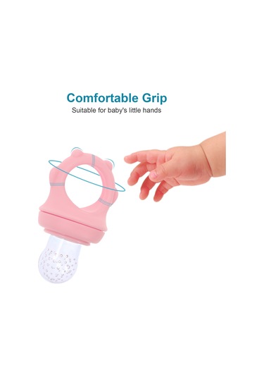 Xindoker Bebek Meyve Sebze Yeme Aleti, 3 Farklı Boyutlu Silikon Emzikli, 2 Adet, Pembe, Sağlıklı Ve Kolay Kullanım