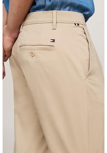 Erkek Denton Saten Düz Paça Chino Pantolon - Bej Beige