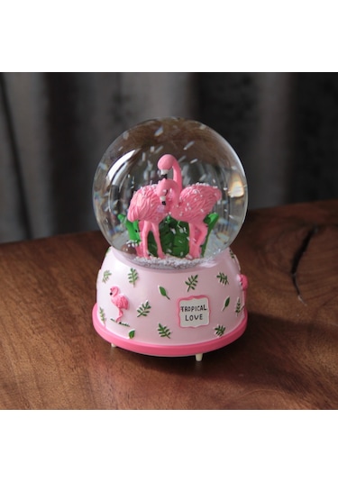Kar Küresi Işıklı Ve Müzikli Flamingo Büyük Boy