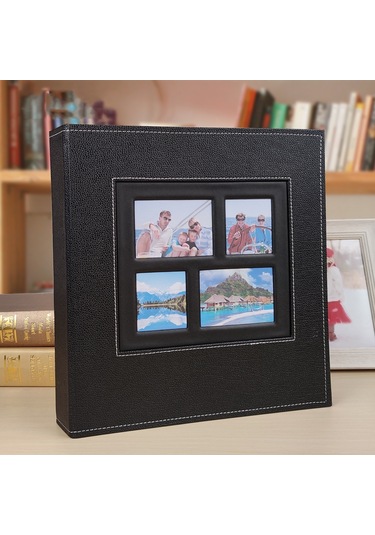 6 İnç 600 Yaprak Deri Kapak Fotoğraf Albümü Aile Fotoğraf Albümü Depolama Kitabı Siyah