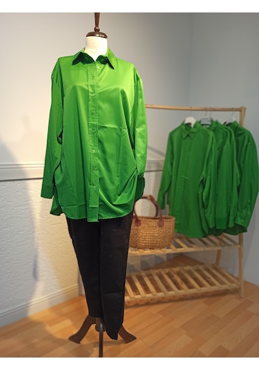 Crveniruz Oversize Düğmeli Gömlek - Yeşil Benetton