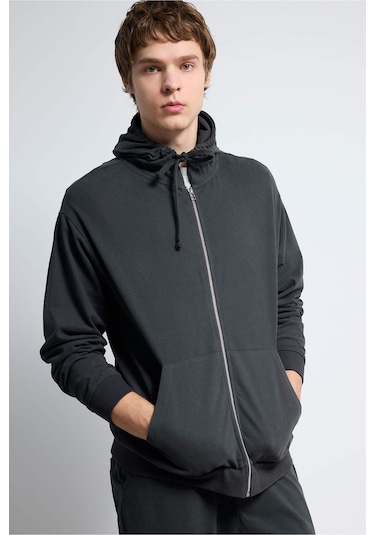 Defacto %100 Pamuk Fermuarlı Sweatshirt F9812ax26spar221 Antrasit-ar221
