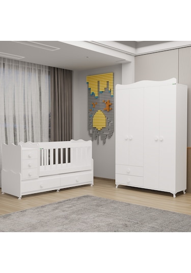 Garaj Home Melina Bebek Odası Yıldız 4 Kapaklı Dolap - Beyaz Beyaz