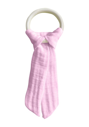 Pamuk Muslin Bebek Diş Kaşıyıcı Yıkanabilir Ahşap Pembe