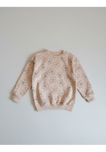 Çiçek Desenli İki İp Kız Çocuk Alt Üst Takım Kahverengi