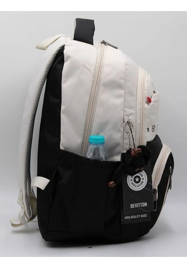 Suya Dayanıklı Okul Çantası Siyah Bej Bej - Siyah Bej - Siyah