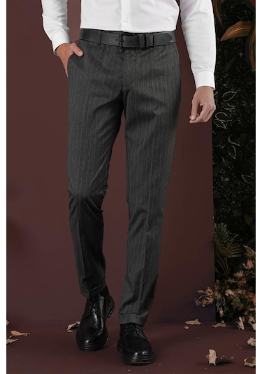 P 1134 Slim Fit Füme Spor Pantolon Füme