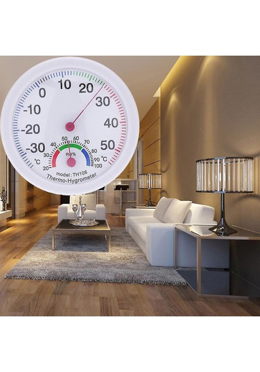 Jeemson Ev Okul Ofis İçin Zamanlı Sıcaklık Nem Ölçer -30 C/+50 C 20%-100% Nem Aralığı Zara Ahşap Desenli Asma Daire Şekli 7.5cm