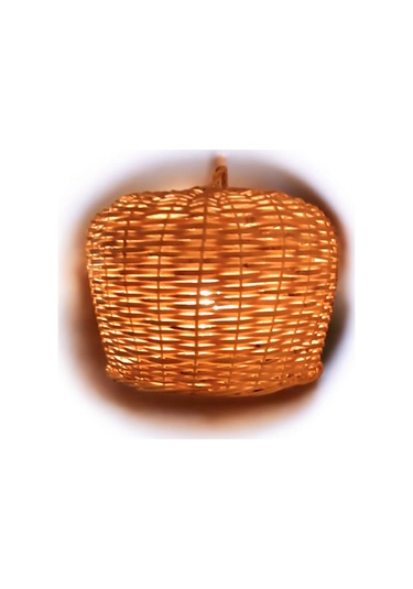 Hasır Yuvarlak Avize El Yapımı 30 Cm Sarı