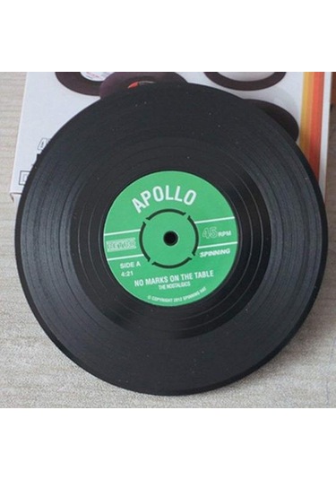 6 Adet Record Coaster Temizlemesi Kolay Hafif Retro Disk Kayıt Bardak Ev Restoran Bar Partisi İçin Siyah