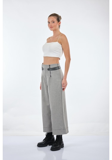 Unique Mode Bol Paça Normal Bel Bej Kadın Pantolon Uw233418 001
