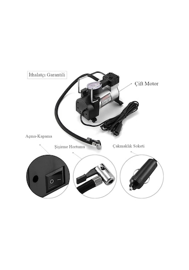Reidan Lastik Pompası Araç Oto Kompresörü Lastik Şişirme Metal