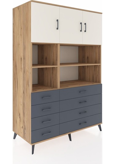 Kronos Dolap 8 Raflı 8 Çekmeceli 3 Kapaklı 132x59x195 Çam-ayt... Çam