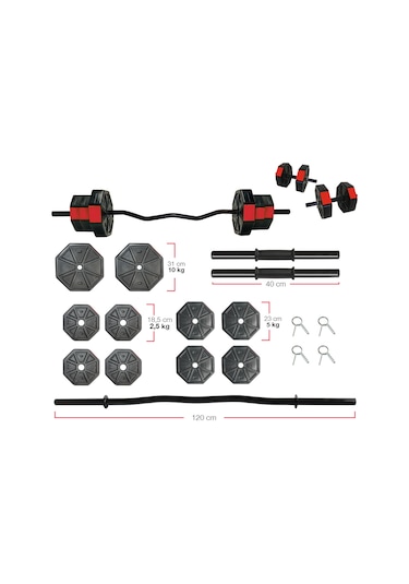 Tan Spor 50 KG Z Barlı (120 cm) Dambıl Ağırlık Halter Vücut Geliştirme Seti