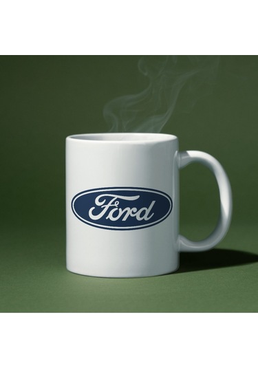 Applucky Ford Logo Tarihçesi Baskı Kupa Bardak Beyaz
