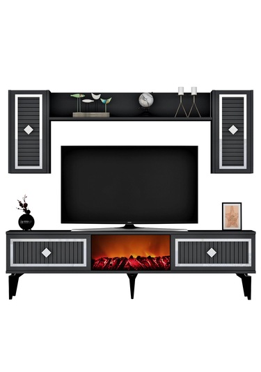 Nil Şömineli Tv Ünitesi Antrasit-gümüş