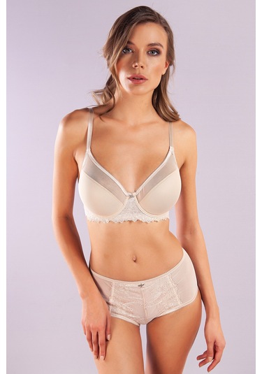 Golshan Gaspara Control Slip, Kadın Güpürlü Tül Ten Renk Yüksek Bel Külot Çok Renkli