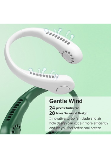 Padalink Yeşil Boylu Kolluk Tipi Fan, 3 Seviye Hız, 2600mah Pil, Usb Şarjlı, 36db Sessiz Çalışma, Elden Tutulabilir Taşınabilir Soğutucu