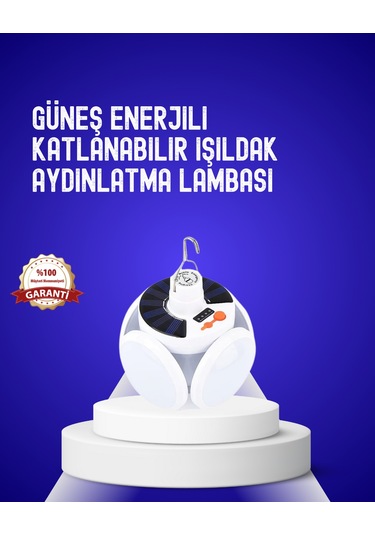 Usb Ve Solar Şarjlı Katlanabilir 5 Taraflı Led Lamba Çok Renkli