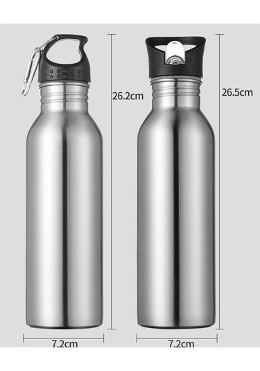 Suntek Paslanmaz Çelik Spor Su Şişesi Bisiklet Yürüyüş Siyah Siyah