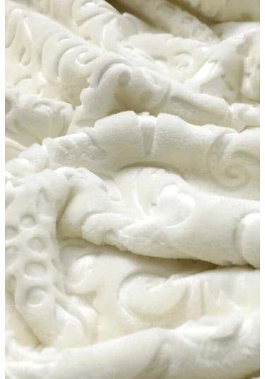 Romans Emboss Tek Kişilik Battaniye Krem Krem