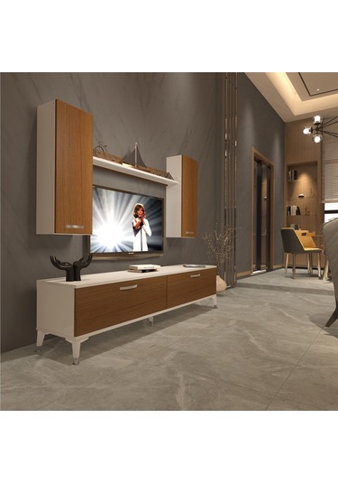 Decoraktiv Eko 7 Slm Std Silver Tv Ünitesi Tv Sehpası Beyaz - Ceviz