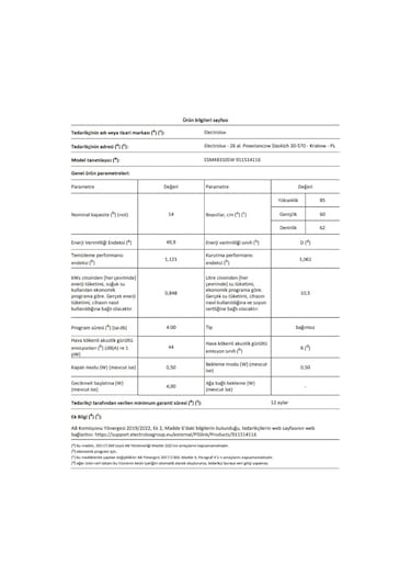 Electrolux ESM48310SW 8 Programlı 14 Kişilik Bulaşık Makinesi