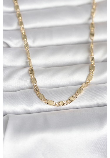 Cm 14k Gold Renk Lazer Model 45 Cm Kadın Kolye Çok Renkli
