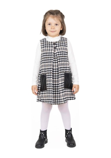 Bestkids Kız Çocuk Kazayağı Desenli Elbise Takım 2-6 Yaş 001