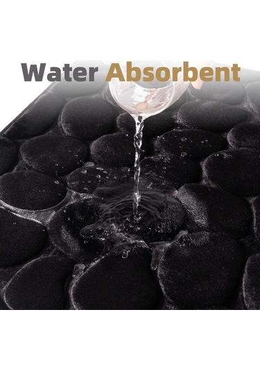 Ulzyvf Yumuşak Hafıza Köpüklü Banyo Paspası - Süper Emici, Kaymaz, Makinede Yıkanabilir Siyah Siyah