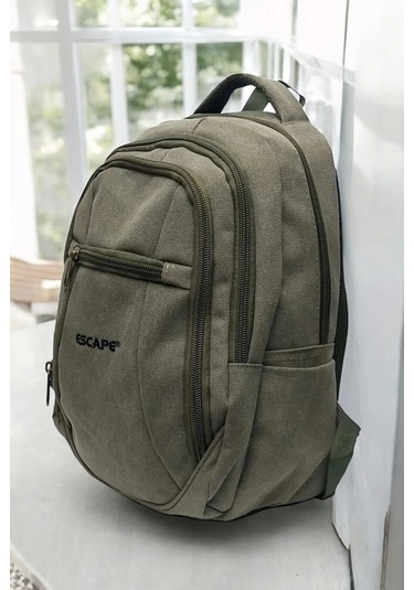 Haki Kanvas Kumaş 15,6 İnç Laptop -okul Sırt Çantası Renkli Çok Renkli